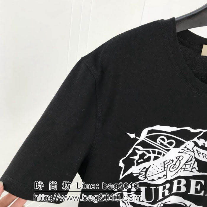 BURBERRY巴寶莉 19ss早春新款 V經典騎士印花圖案 純棉黑色短袖 男女同款 ydi1791